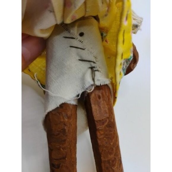 ANTIQUE VTG WOOD CARVED FOLK ART DOLL PRIMITIVE 6" - Picture 14 of 16